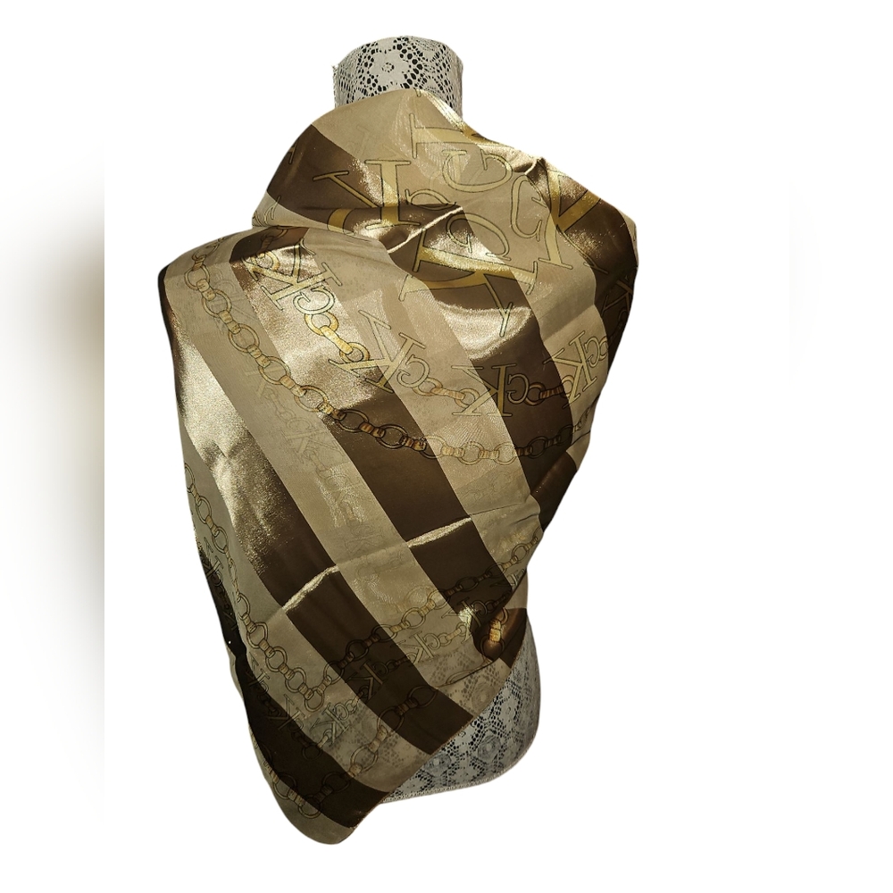 Elegant Gold and Brown CK Scarf